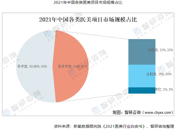 2021年中国各类医美项目市场规模占比.png
